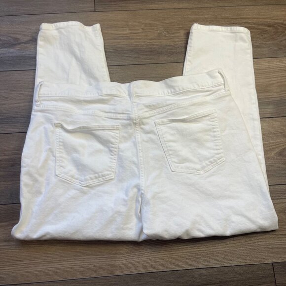 GAP Girlfriend Mid Rise Jeans Women's Plus Size 34 (18R) White Cotton Denim FLAW - Picture 7 of 11